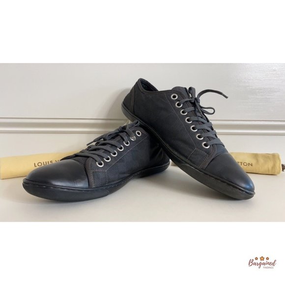 Authentic Louis Vuitton Gray/Black Damier Graphite Nylon Men's Sneakers Size 9.5 - Picture 8 of 14